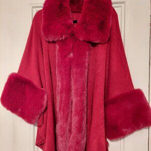 NWOT Red Cape w/ Faux Fur One Size